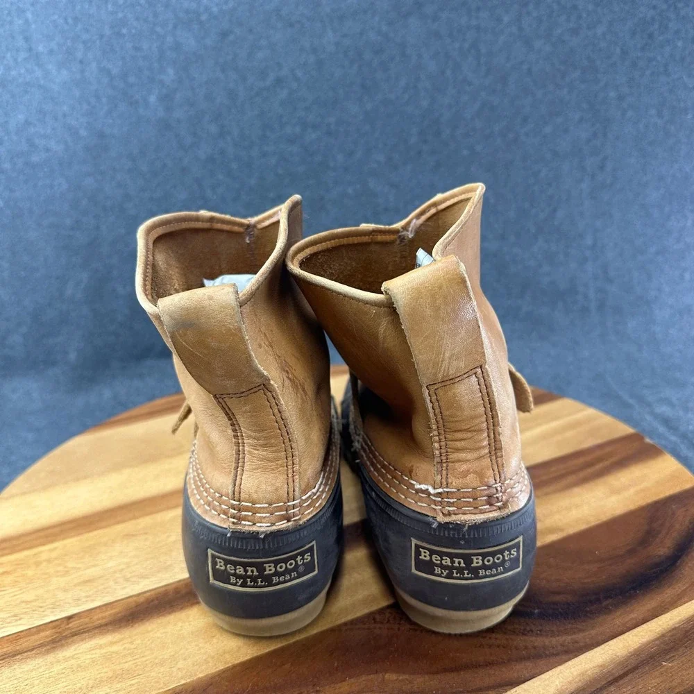 LL Bean Lounger Boots Mens 8 M Tan Brown Buckle Strap Duck Boots Made in Maine